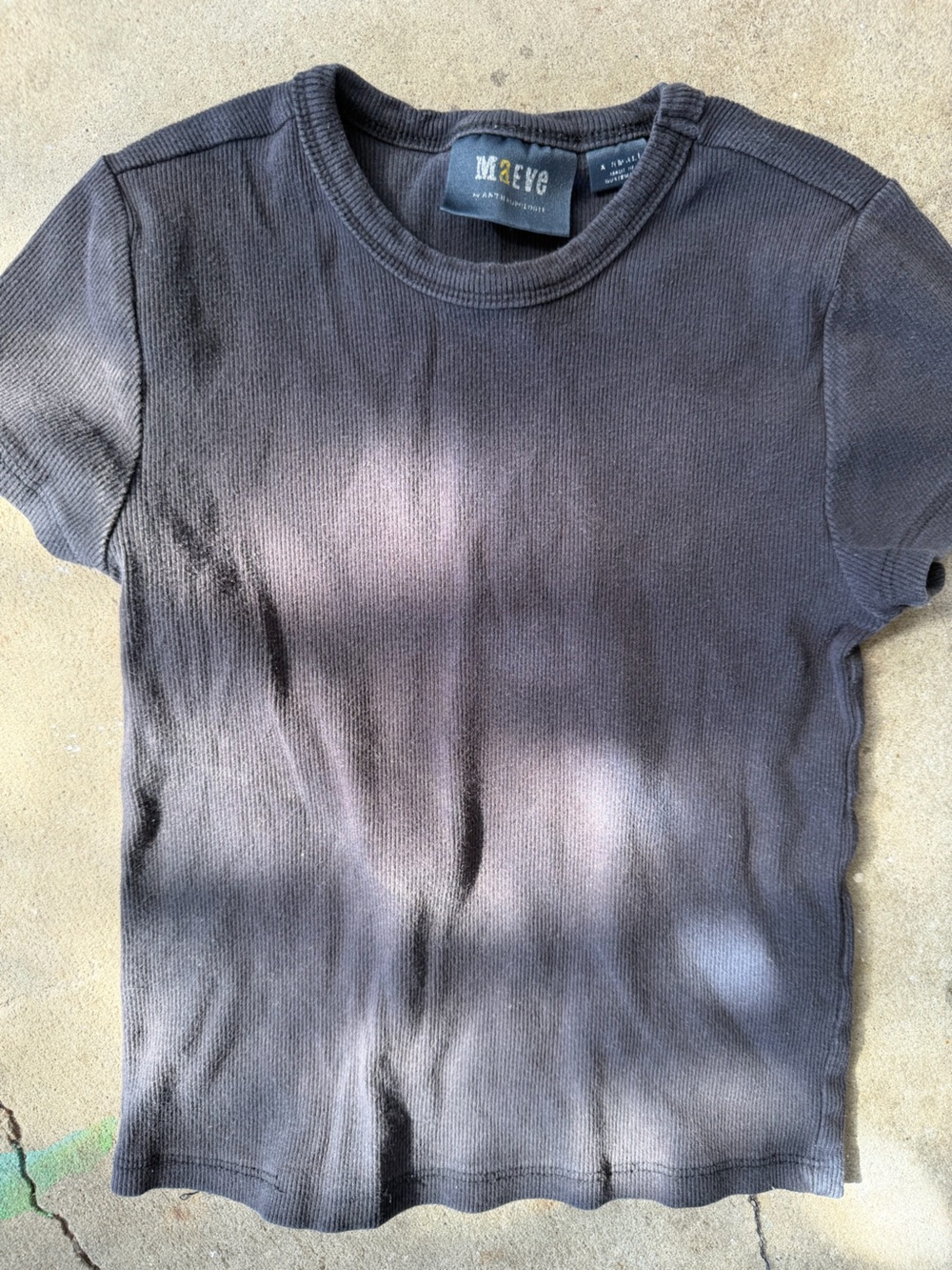 Anthropologie Maeve Charcoal Short Sleeve Ribbed Tee